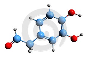 3D image of 3,4-Dihydroxyphenylacetaldehyde skeletal formula