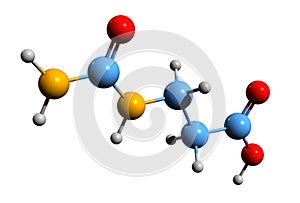 3D image of 3-Ureidopropionic acid skeletal formula