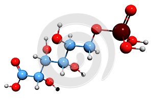 3D image of 6-Phosphogluconic acid skeletal formula