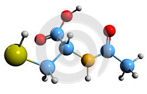 3D image of Acetylcysteine skeletal formula