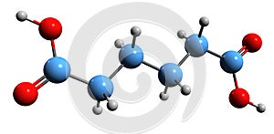 3D image of Adipic acid skeletal formula