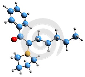 3D image of alpha-Pyrrolidinoheptaphenone skeletal formula