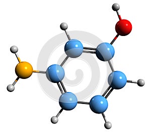 3D image of Aminophenol skeletal formula
