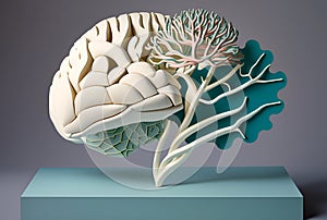 3d image of a biological human brain, in the style of floral still lifes , generated AI