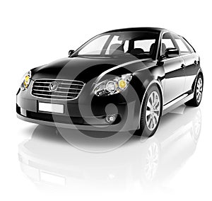 3D Image Black Sedan Car