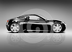 3D Image of Black Sport Car