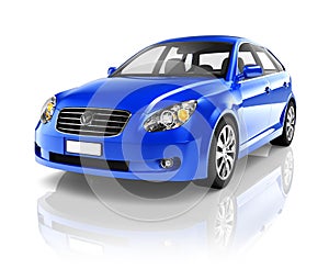 3D Image of Blue Sedan Car