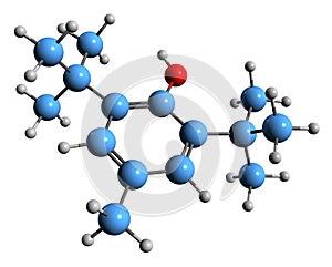 3D image of Butylated hydroxytoluene skeletal formula
