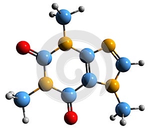 3D image of Caffeine skeletal formula