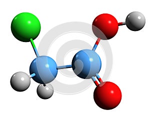 3D image of Chloroacetic acid skeletal formula