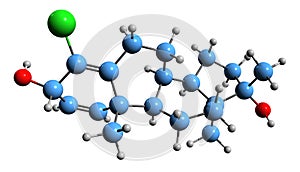 3D image of Chlorodehydromethylandrostenediol skeletal formula