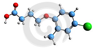 3D image of chloromethylphenoxybutanoic acid skeletal formula