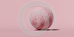 3d image, colorful pink classic soccer ball on a pink background