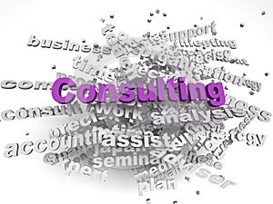 3d image Consulting issues concept word cloud background