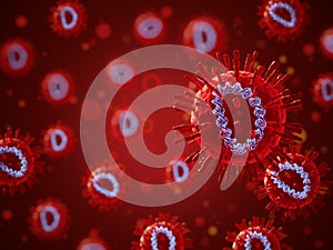 3d image of coronaviruses floating in human blood