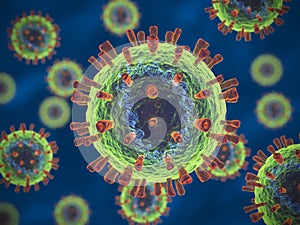 3d image of coronaviruses floating in human blood