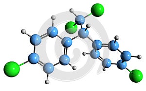 3D image of Dichlorodiphenyldichloroethane skeletal formula