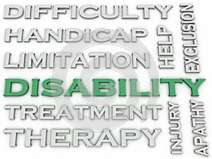 3d image Disability issues concept word cloud background