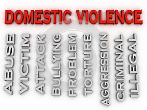 3d image Domestic violence issues concept word cloud background