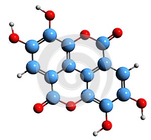 3D image of Ellagic acid skeletal formula