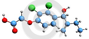 3D image of Etacrynic acid skeletal formula