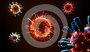 3D Image of Flu Coronavirus Covid-19 background