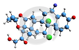 3D image of Fluclorolone acetonide skeletal formula