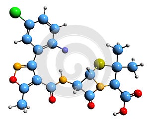 3D image of Flucloxacillin skeletal formula