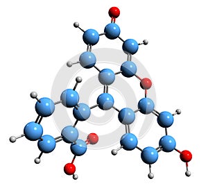 3D image of Fluorescein skeletal formula