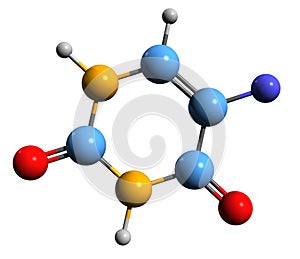 3D image of Fluorouracil skeletal formula