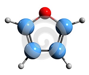 3D image of Furan skeletal formula