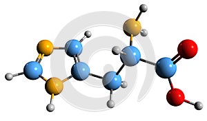 3D image of Histidine skeletal formula