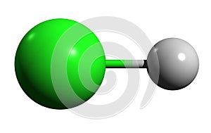 3D image of Hydrochloric acid skeletal formula