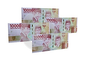 3d image of Indonesian 100000 banknote money paper