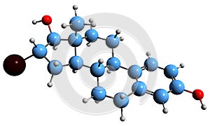 3D image of iodoestradiol skeletal formula