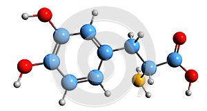 3D image of levodopa skeletal formula