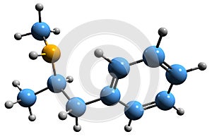 3D image of Levomethamphetamine skeletal formula