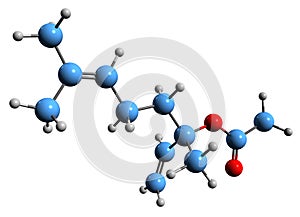 3D image of Linalyl acetate skeletal formula