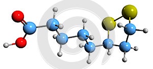 3D image of Lipoic acid skeletal formula