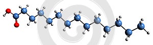 3D image of Myristic acid skeletal formula