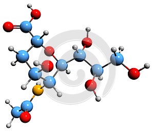 3D image of N-Acetylneuraminic acid skeletal formula