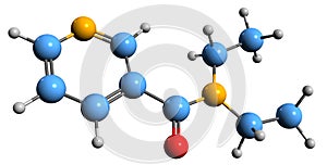 3D image of Nikethamide skeletal formula