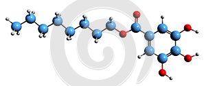 3D image of Octyl gallate skeletal formula