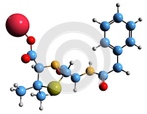 3D image of Penicillin-G-sodium skeletal formula