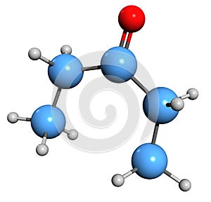 3D image of Pentanone skeletal formula