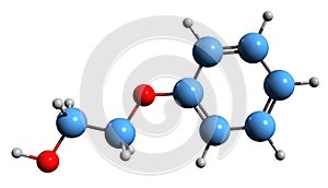3D image of Phenoxyethanol skeletal formula