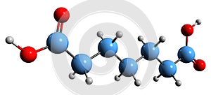 3D image of Pimelic acid skeletal formula