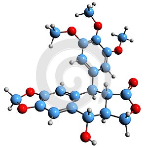 3D image of Podophyllotoxin skeletal formula