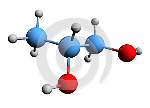 3D image of propylene glycol skeletal formula