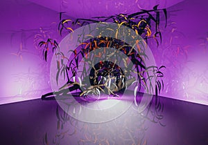 3d image of purple scene with decorative branches